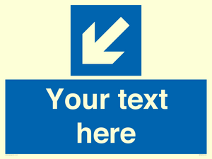 Custom Mandatory directional sign, blue arrow down and left